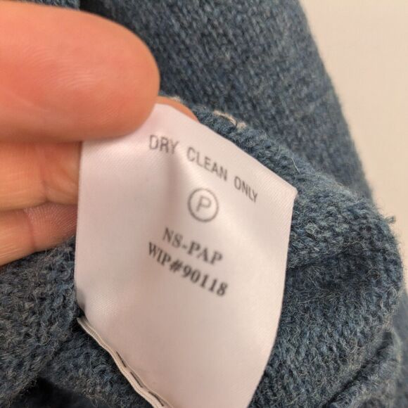 Woolrich Sweater Wool Pullover Vneck Teal Blue Gray Floral Embroidered Outdoor L - Picture 9 of 11